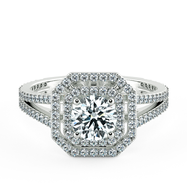 Nhẫn kim cương Double Halo cushion đai tấm halo hở NKC2303